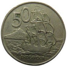 Load image into Gallery viewer, 1967 New Zealand 50 Cents Coin - Endeavour
