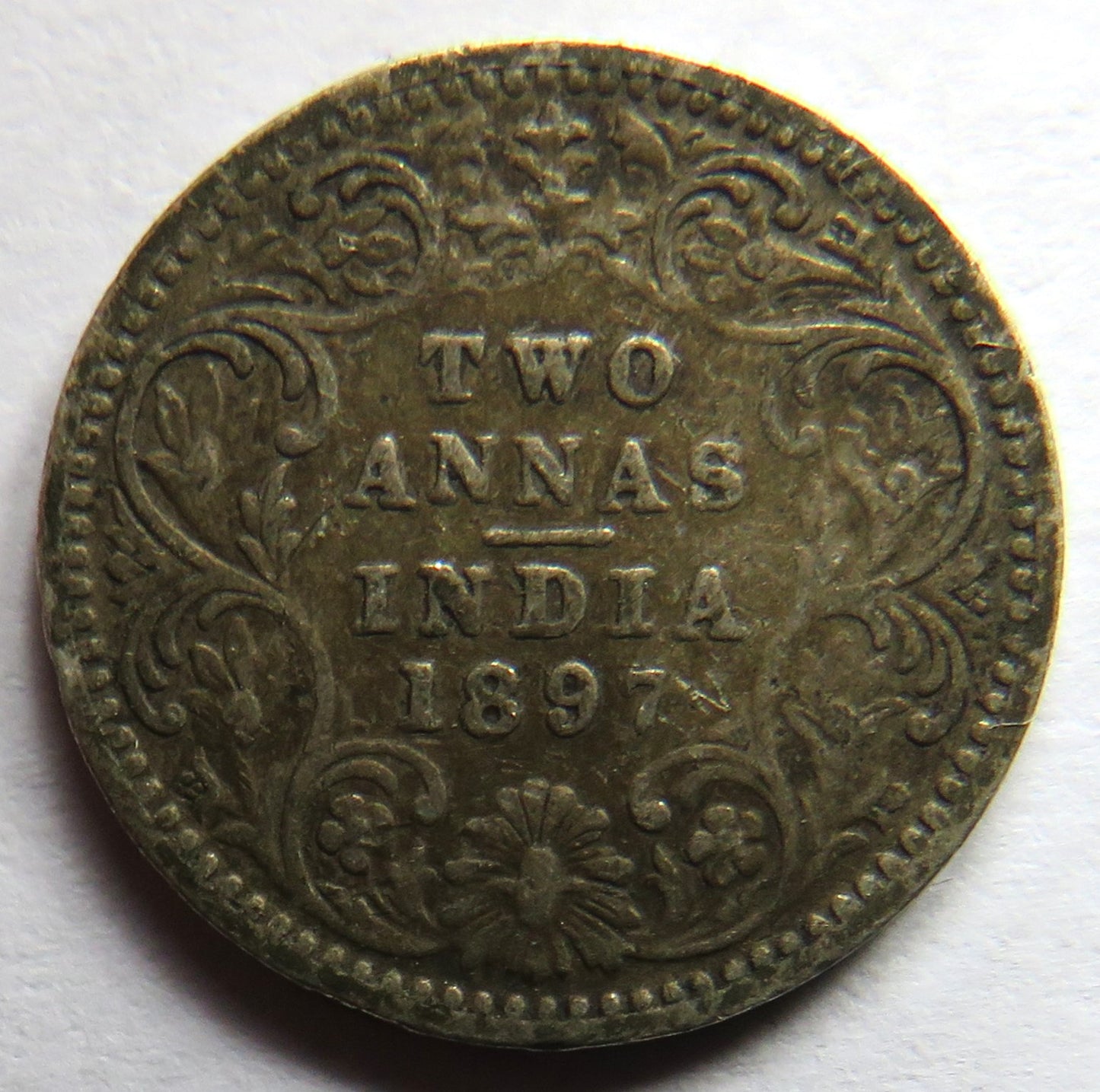1897 Queen Victoria India Silver 2 Annas Coin