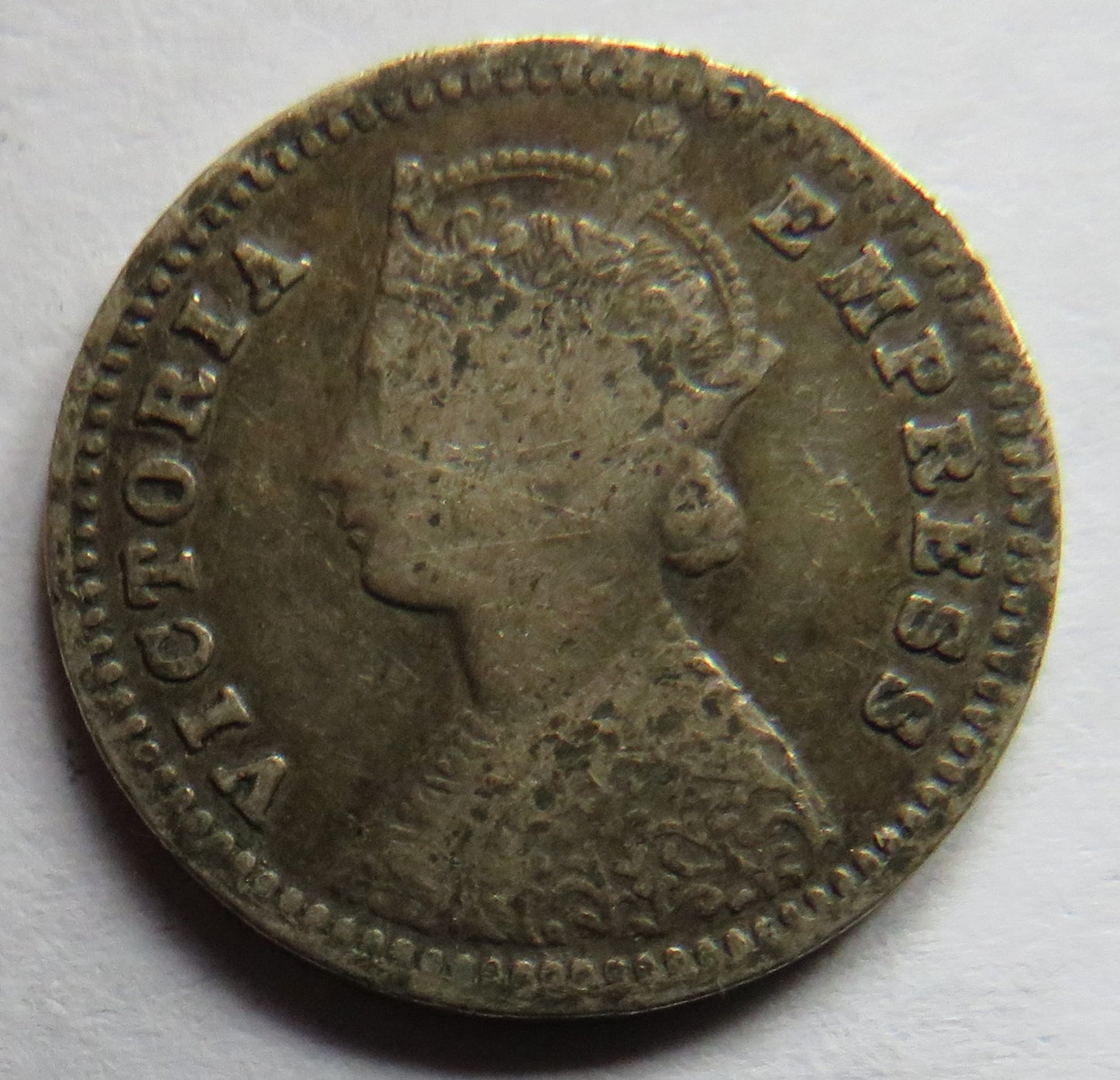 1897 Queen Victoria India Silver 2 Annas Coin