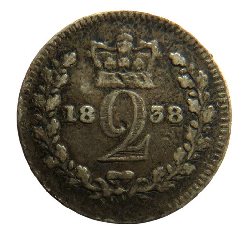 1838 Queen Victoria Silver Twopence Coin