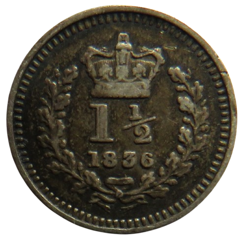 1836 King William IV Silver Threehalfpence Small Coin (For Colonial Use)