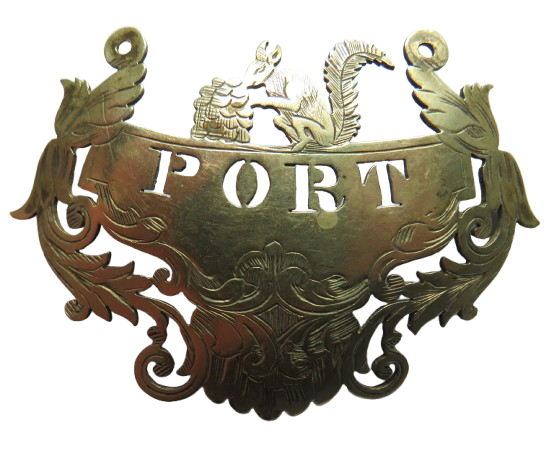 Antique Silver Plated "Port" Decanter Label - Squirrel Design