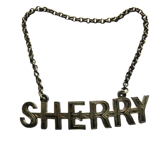 Antique Silver Plated "Sherry" Decanter Label