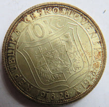 Load image into Gallery viewer, 1928 Czechoslovakia Silver 10 Korun Coin
