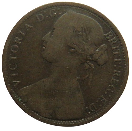 1862 Queen Victoria Bun Head One Penny Coin - Great Britain