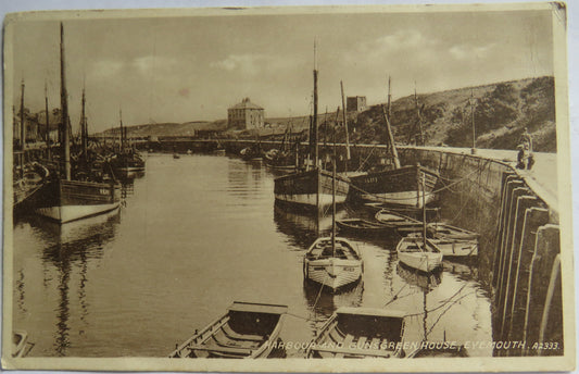 Vintage Postcard of Harbour and Gunsgreen House, Eyemouth