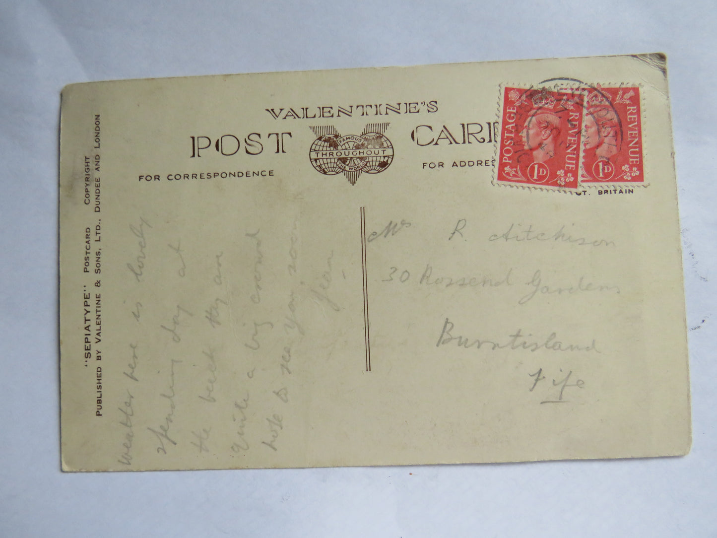 Vintage Postcard of Harbour and Gunsgreen House, Eyemouth