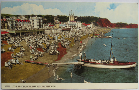 Vintage Postcard of The Beach From The Pier, Teignmouth