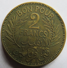 Load image into Gallery viewer, 1941 Tunisia 2 Francs Coin
