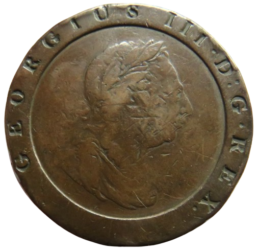 1797 King George III Cartwheel Twopence Coin - Great Britain
