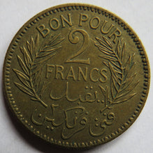 Load image into Gallery viewer, 1941 Tunisia 2 Francs Coin
