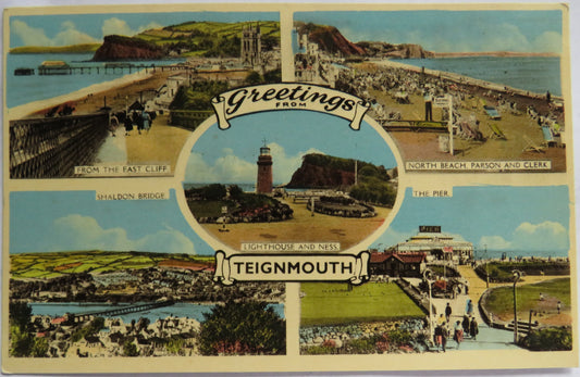 Vintage Postcard of Greetings from Teignmouth, Multiview Postcard