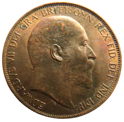 1902 King Edward VII One Penny Coin "Low Tide" In High Grade - Great Britain
