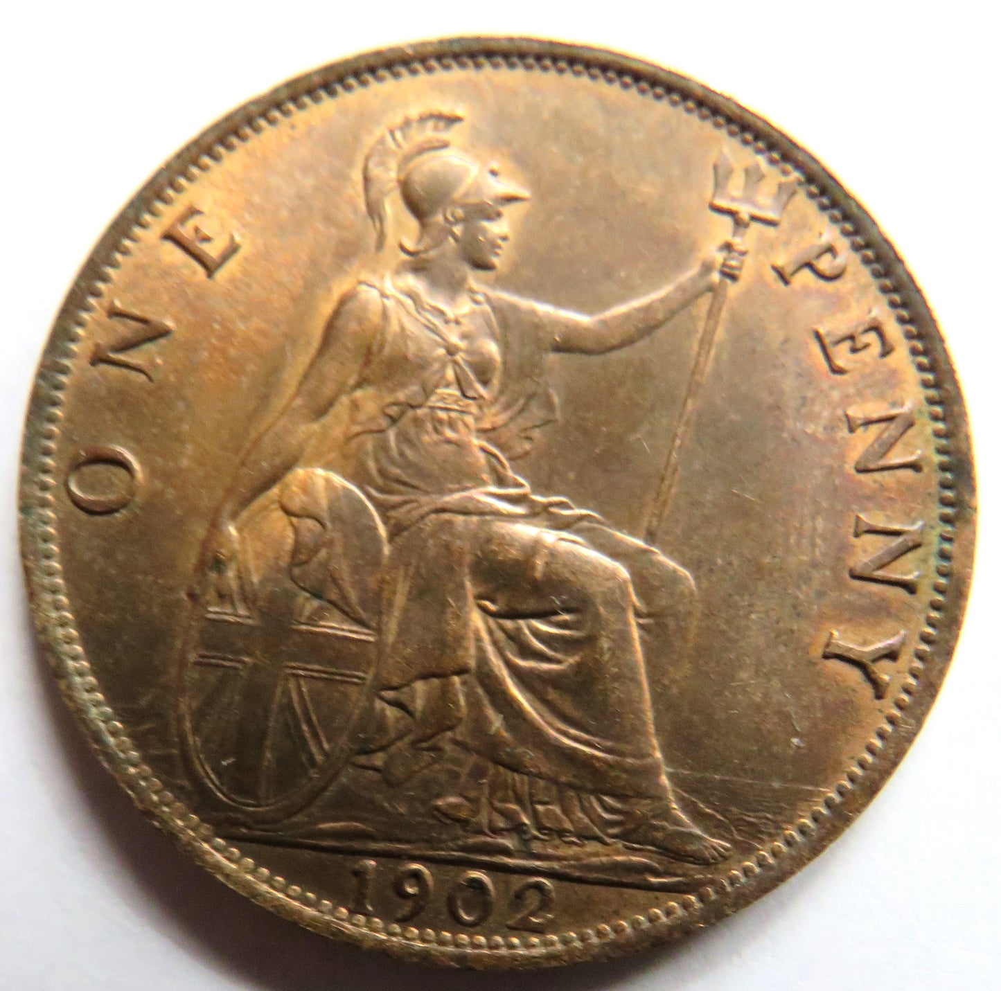 1902 King Edward VII One Penny Coin "Low Tide" In High Grade - Great Britain