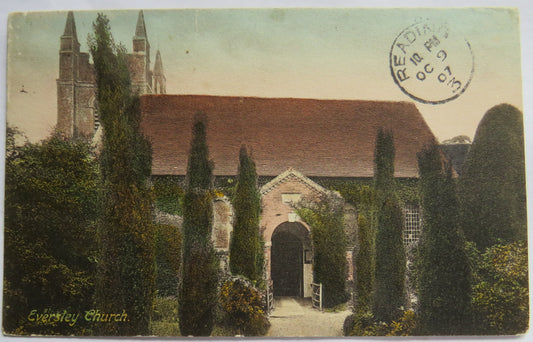 Vintage Postcard of Eversley Church 1907