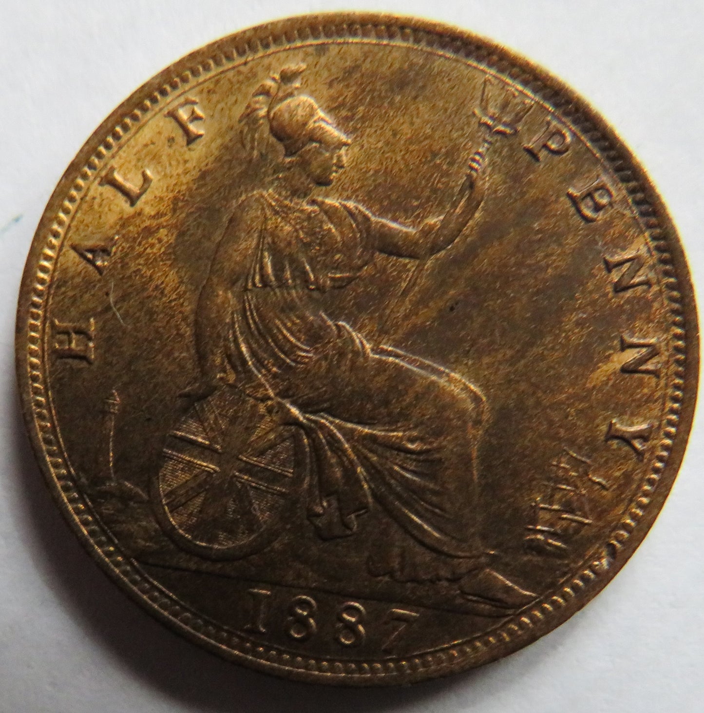 1887 Queen Victoria Halfpenny Coin In High Grade - Great Britain