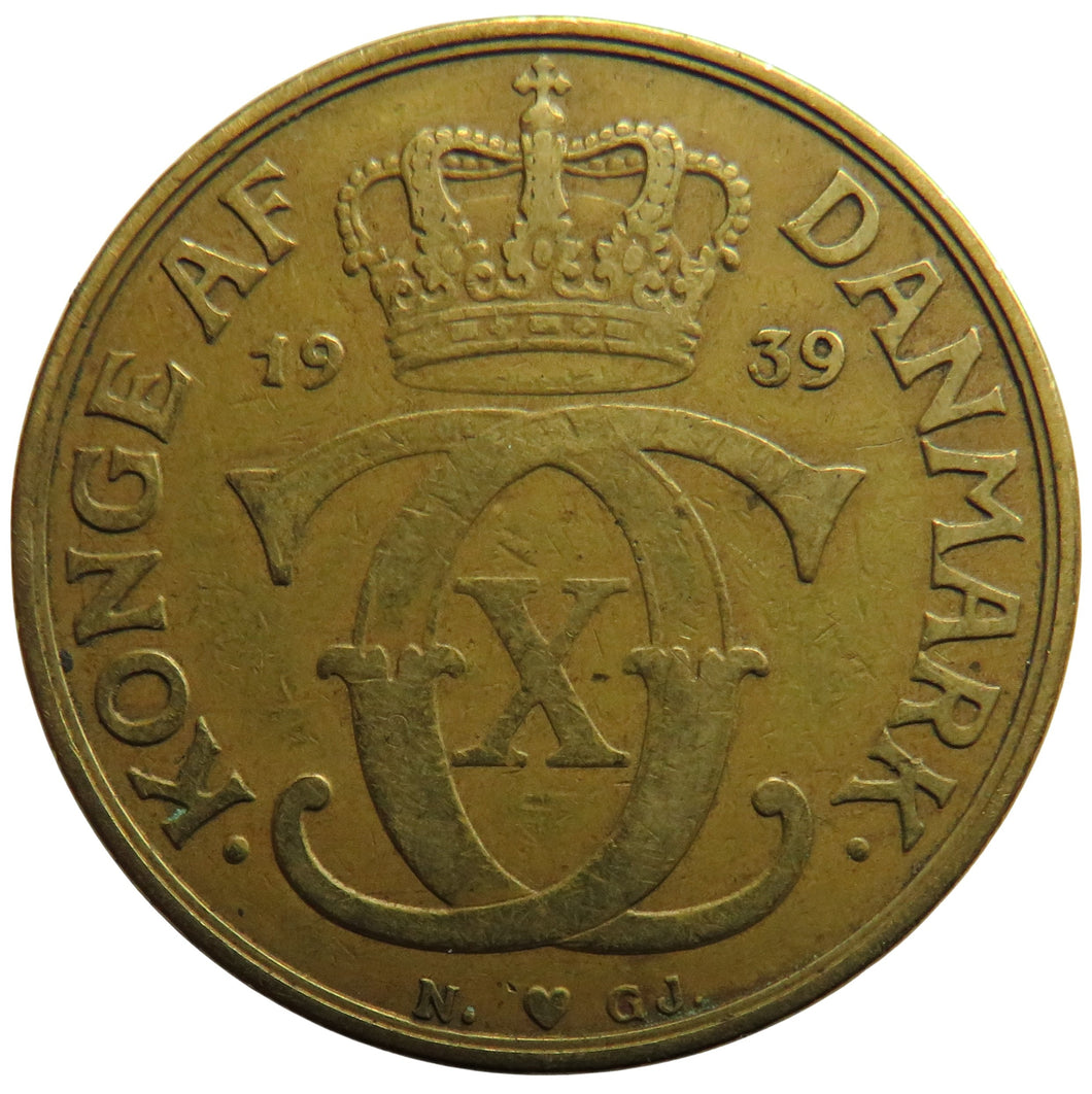 1939 Denmark 2 Kroner Coin