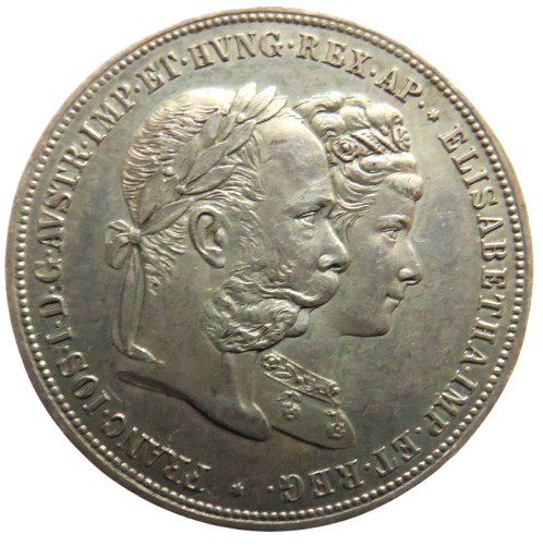 1879 Austria Silver 2 Gulden Coin Wedding Anniversary
