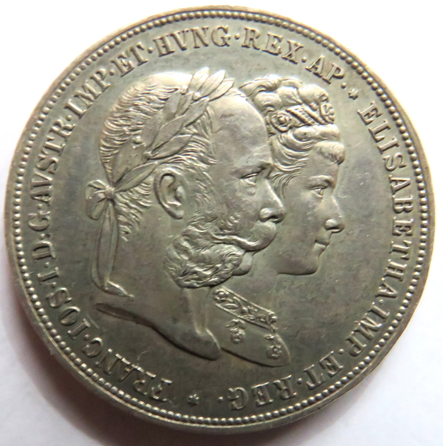 1879 Austria Silver 2 Gulden Coin Wedding Anniversary