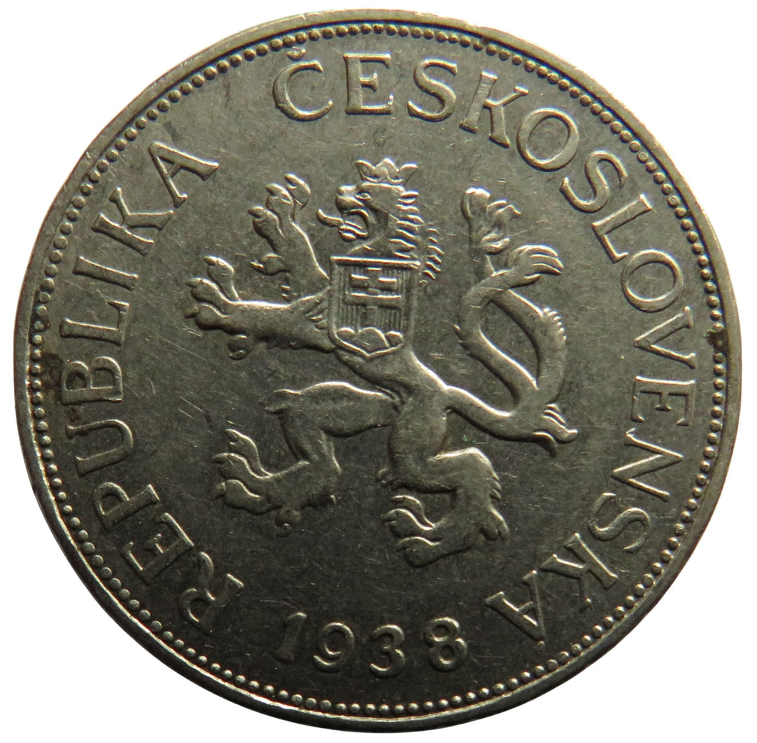 1938 Czechoslovakia 5 Korun Coin