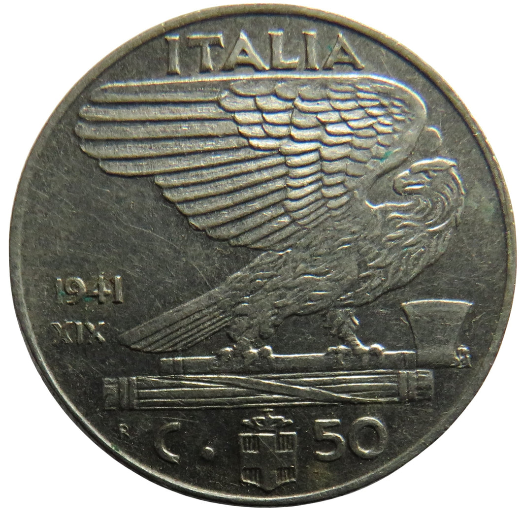 1941 Italy 50 Centesimi Coin