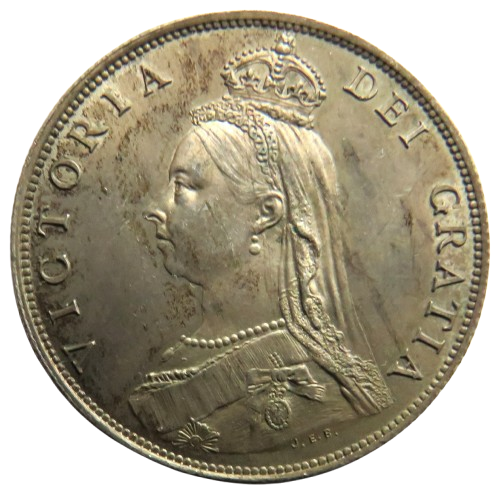 1887 Queen Victoria Jubilee Head Silver Florin Coin Unc