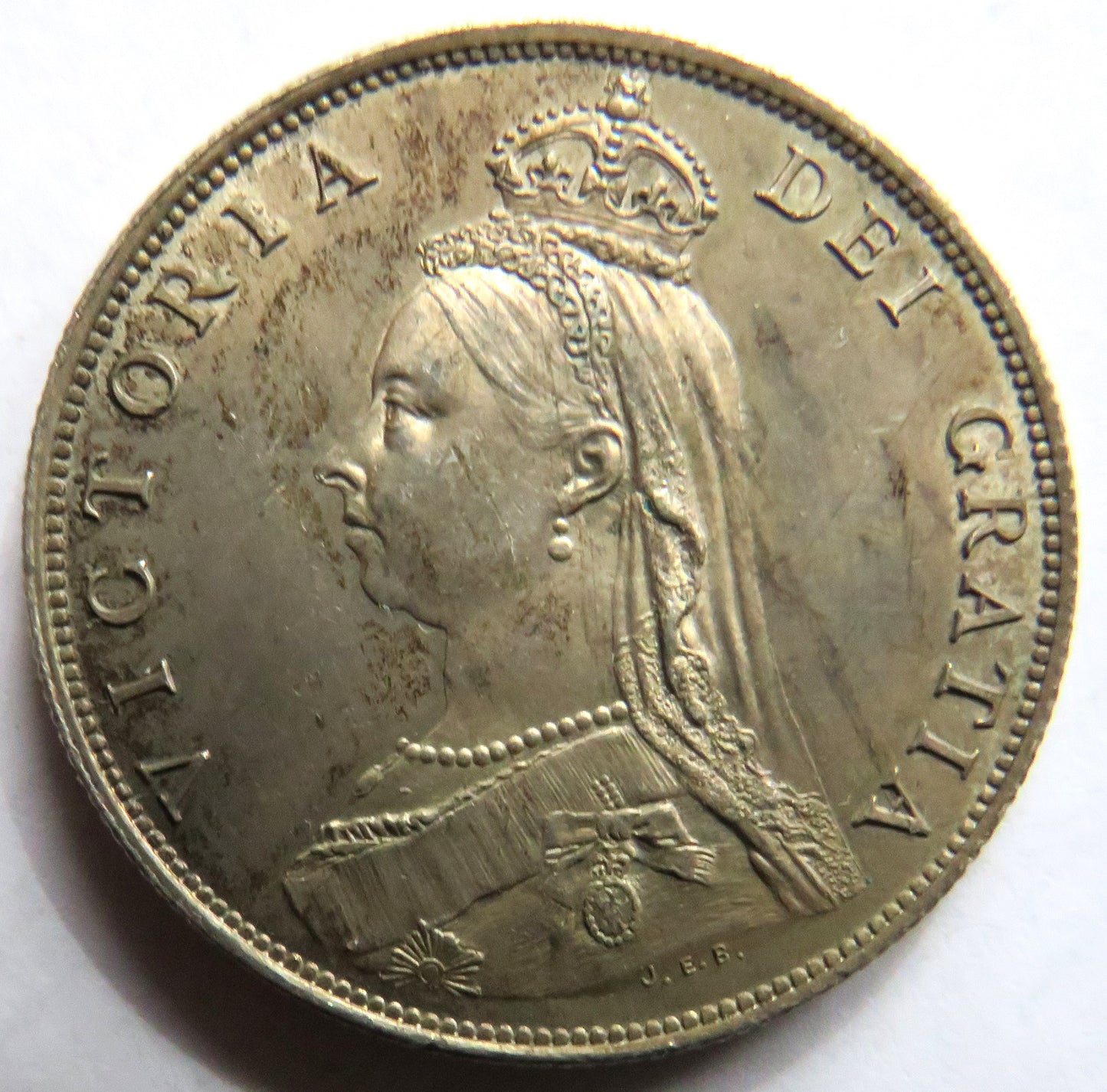 1887 Queen Victoria Jubilee Head Silver Florin Coin Unc