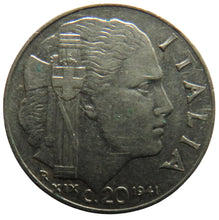 Load image into Gallery viewer, 1941 Italy 20 Centesimi Coin
