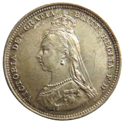 1887 Queen Victoria Jubilee Head Silver Shilling Coin Unc