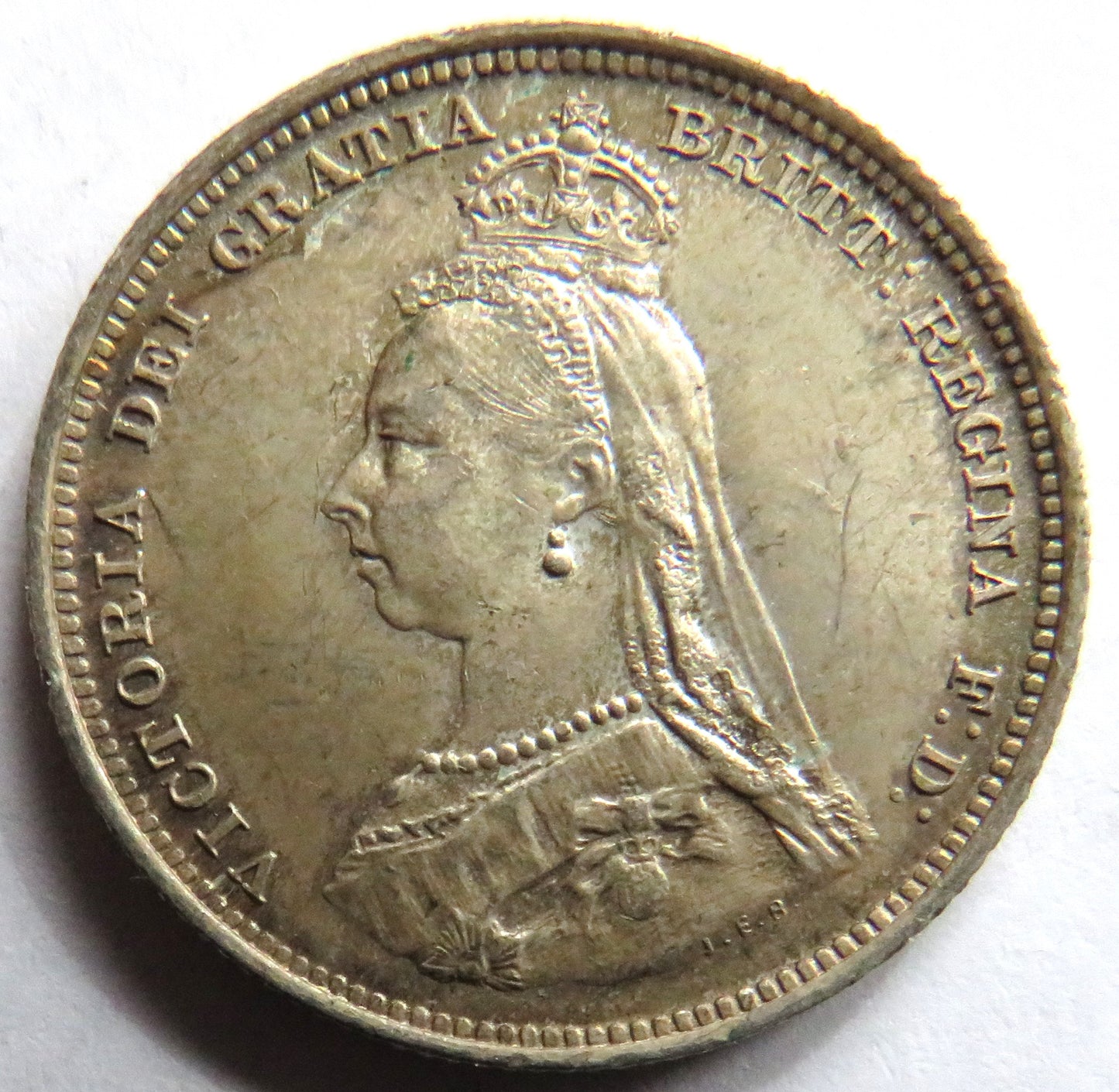 1887 Queen Victoria Jubilee Head Silver Shilling Coin Unc