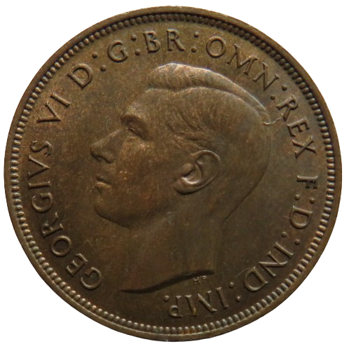 1937 King George VI One Penny Coin In High Grade.