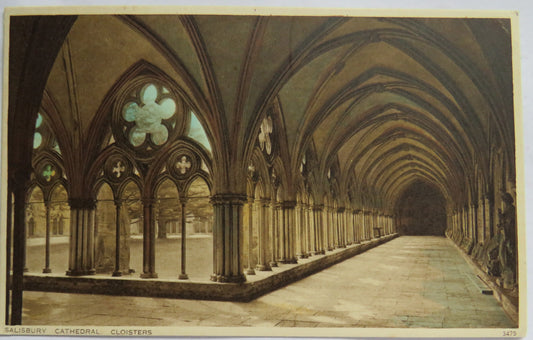 Vintage Postcard of Salisbury Cathedral Cloisters