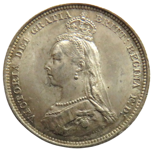 1887 Queen Victoria Jubilee Head Silver Shilling Coin - Great Britain