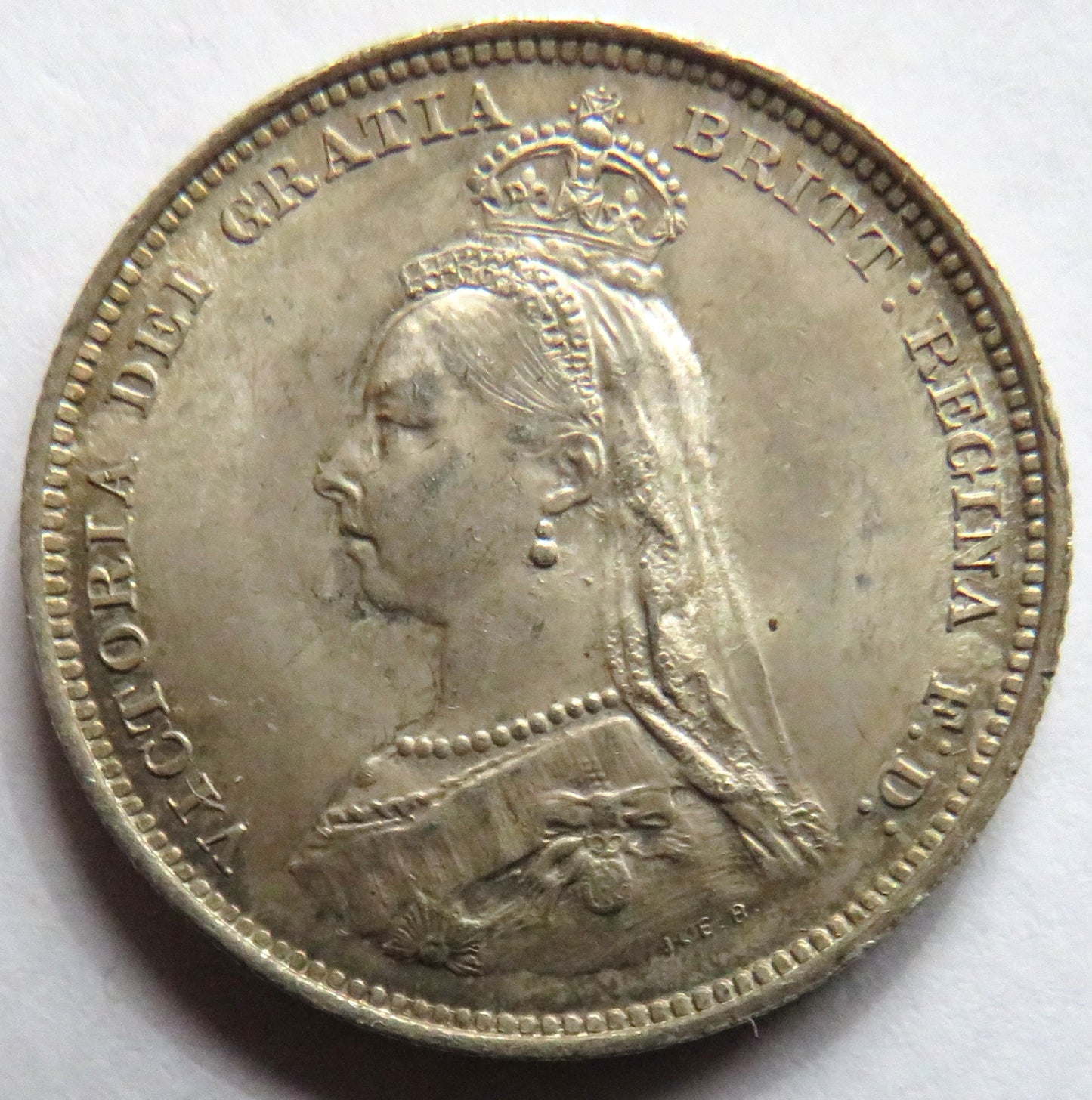 1887 Queen Victoria Jubilee Head Silver Shilling Coin - Great Britain