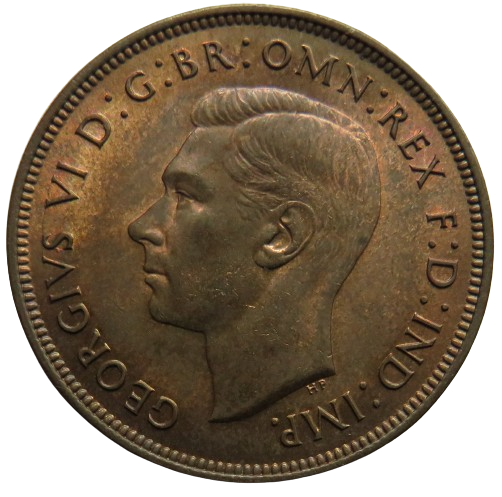 1937 King George VI One Penny Coin In High Grade