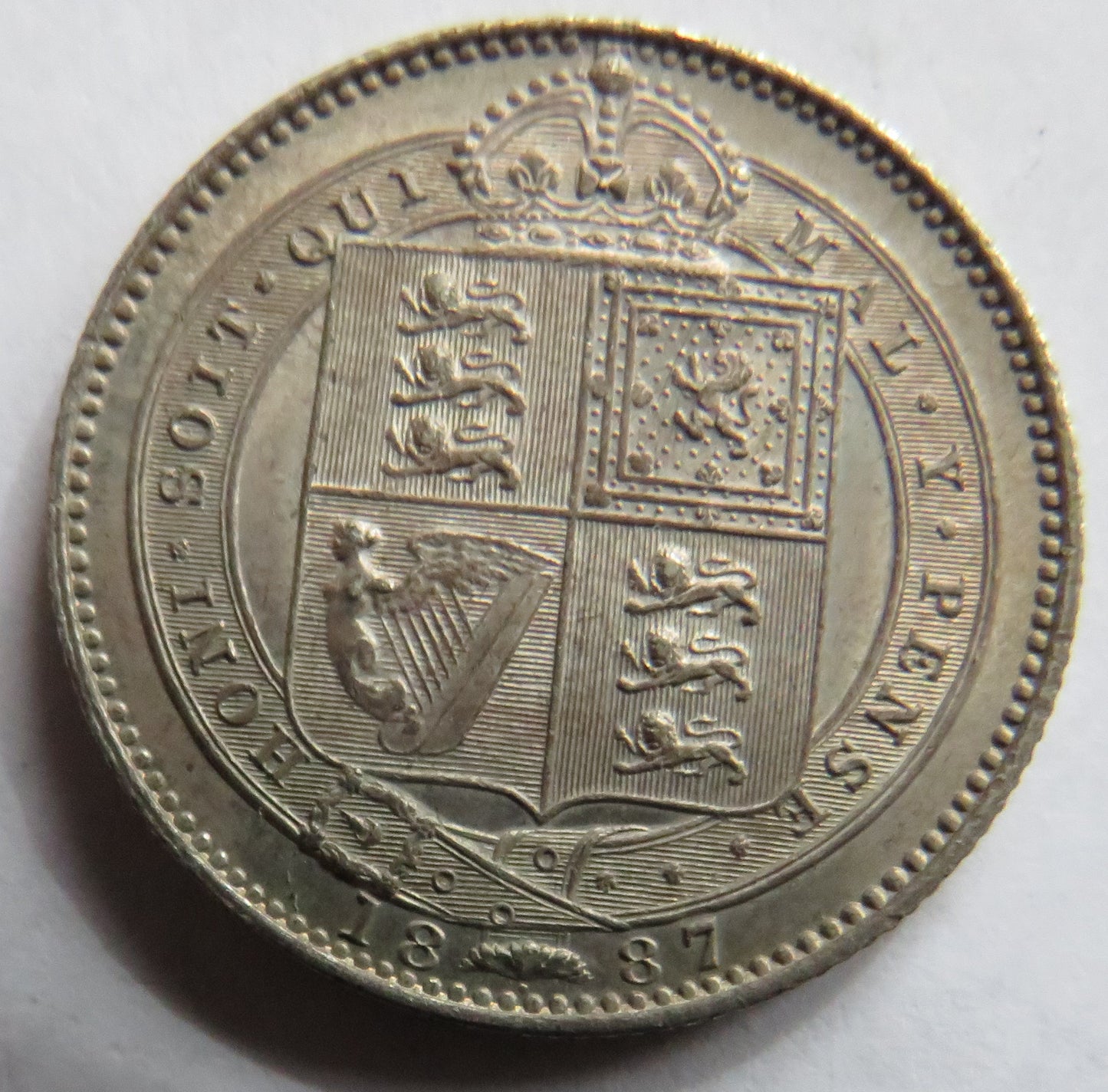 1887 Queen Victoria Jubilee Head Silver Shilling Coin - Great Britain