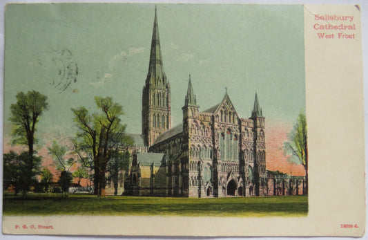 Vintage Postcard of Salisbury Cathedral West Front