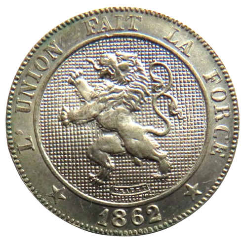 1862 Belgium 5 Centimes Coin In High Grade