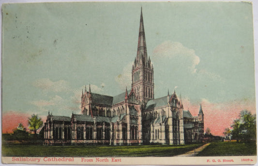 Vintage Postcard of Salisbury Cathedral Front North East 1904