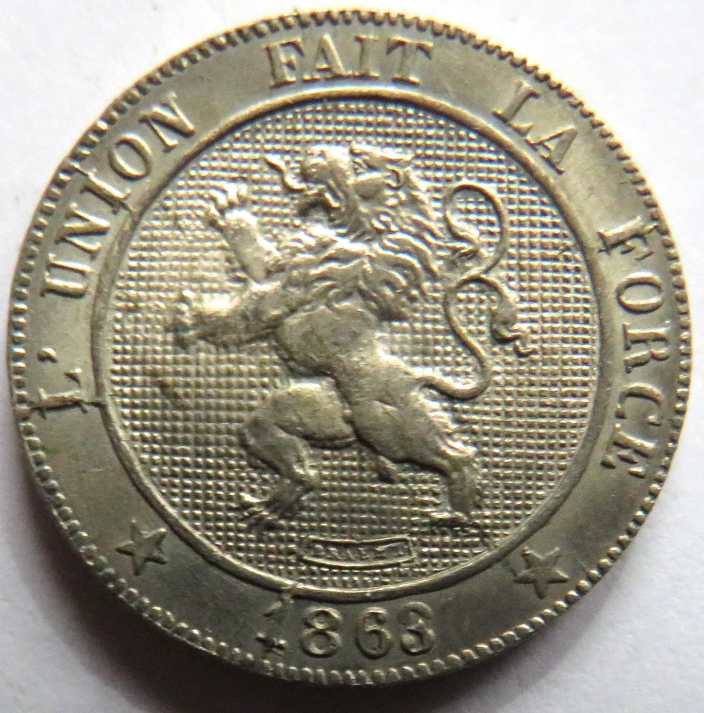 1863 Belgium 5 Centimes Coin In High Grade