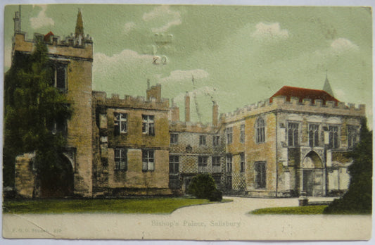 Vintage Postcard of Bishop's Palace, Salisbury 1905