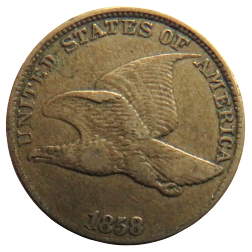 1858 USA Flying Eagle One Cent Coin Good Detail