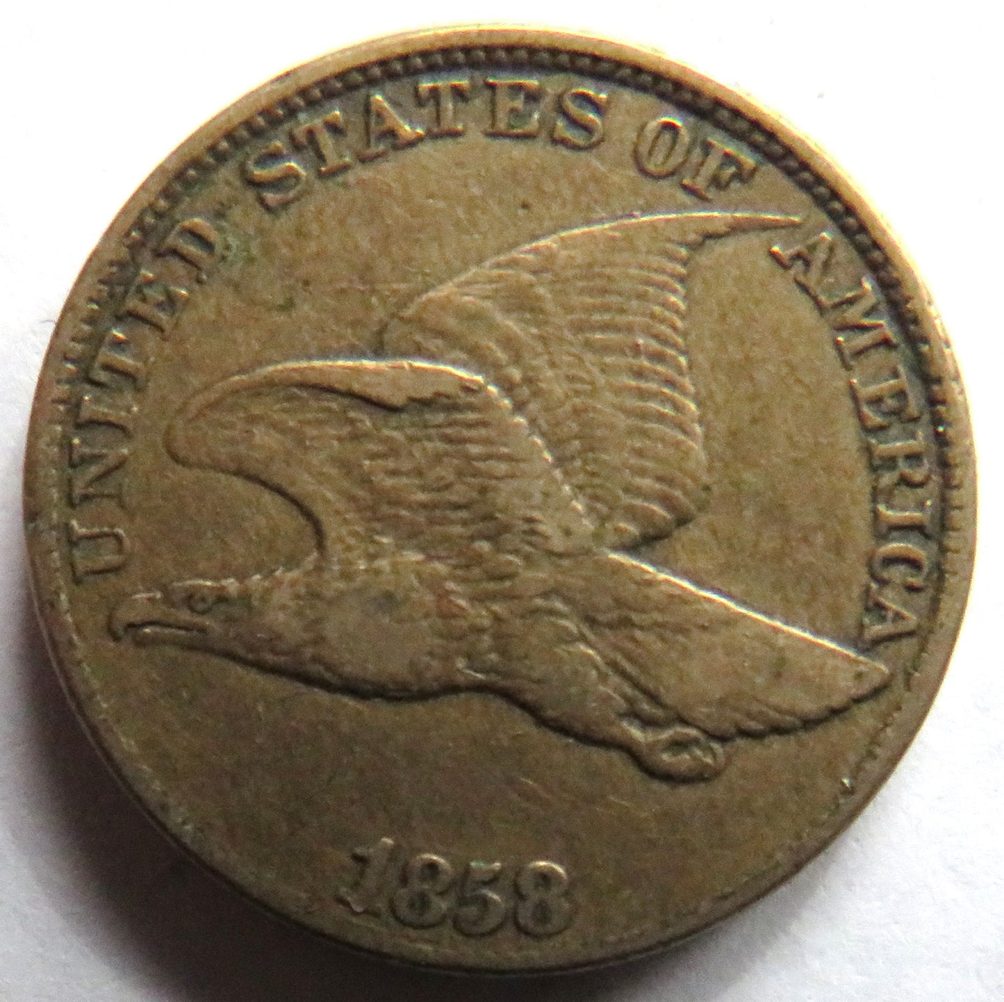 1858 USA Flying Eagle One Cent Coin Good Detail