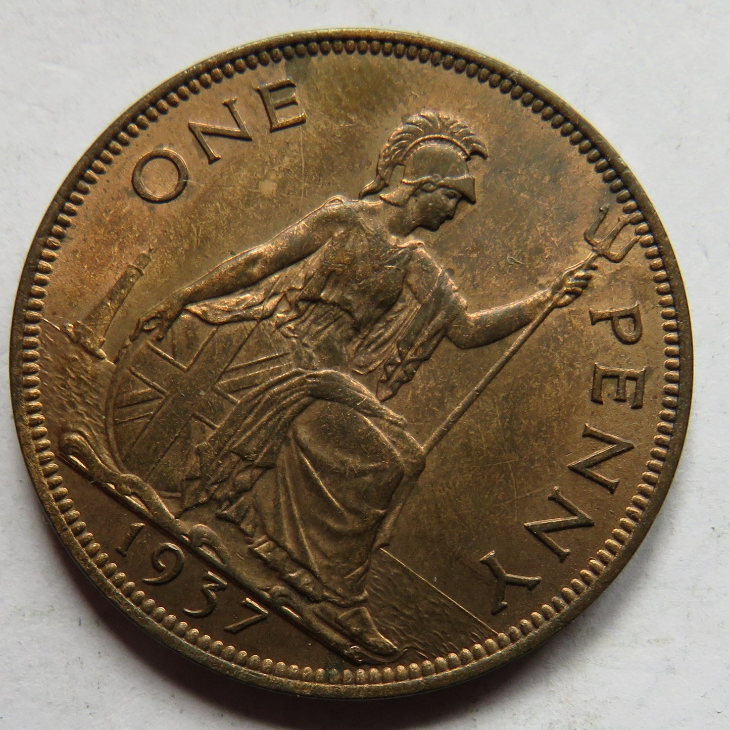 1937 King George VI One Penny Coin In High Grade