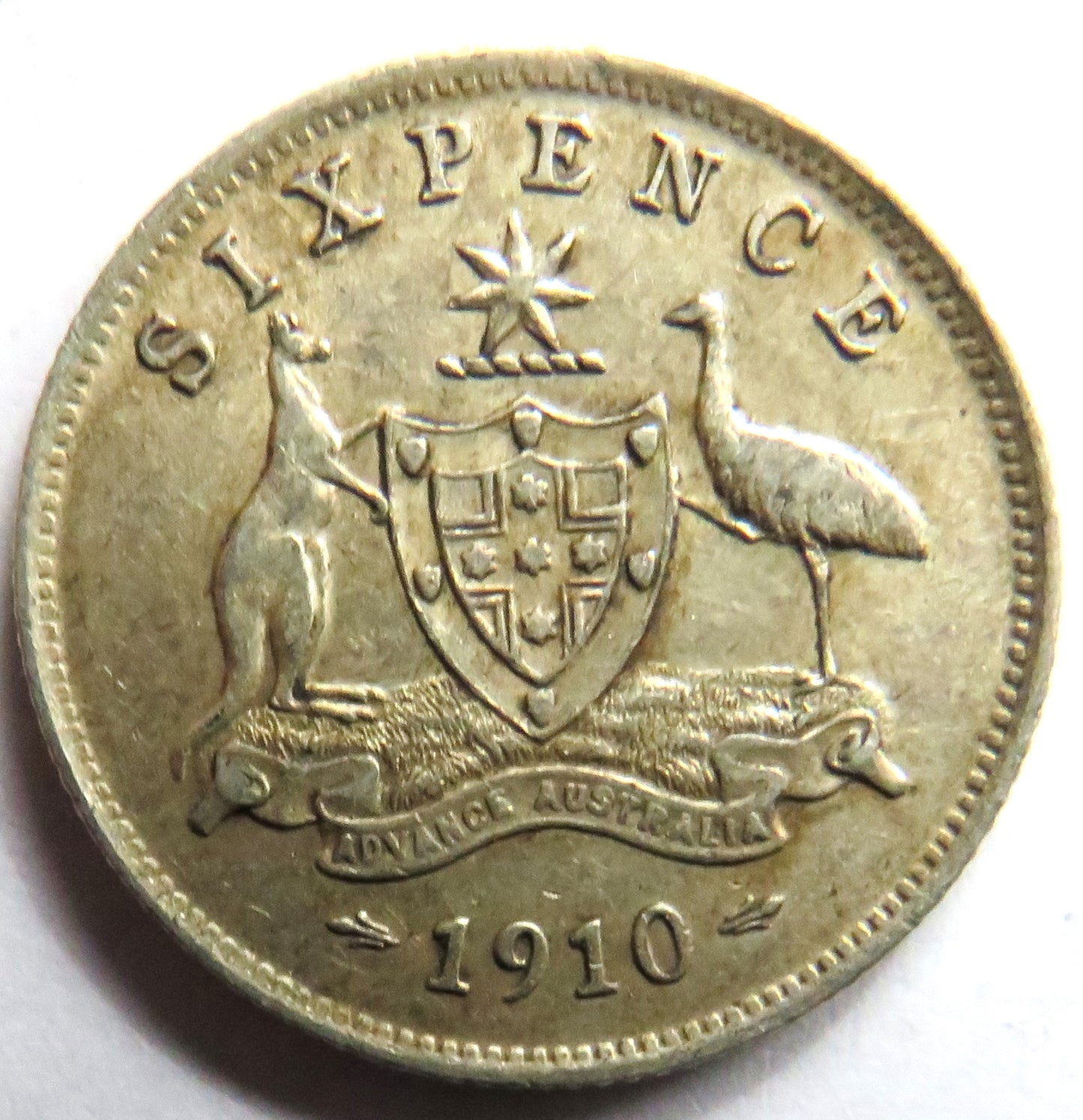 1910 King Edward VII Australia Silver Sixpence Coin