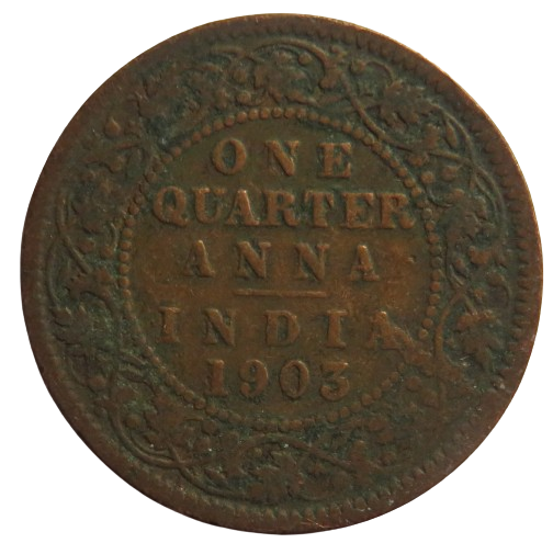 1903 King Edward VII India 1/4 Quarter Anna Coin