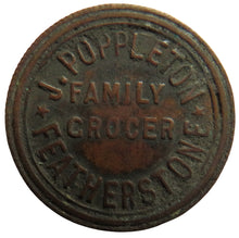 Load image into Gallery viewer, J. Poppleton Family Grocer Featherstone Half Crown Token
