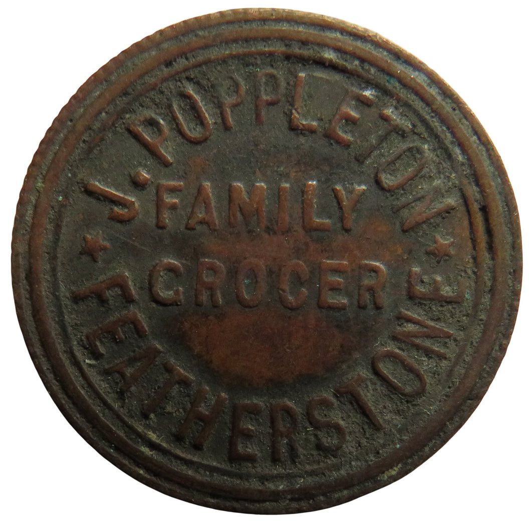 J. Poppleton Family Grocer Featherstone Half Crown Token