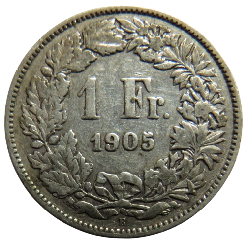 1905 Switzerland Silver One Franc Coin
