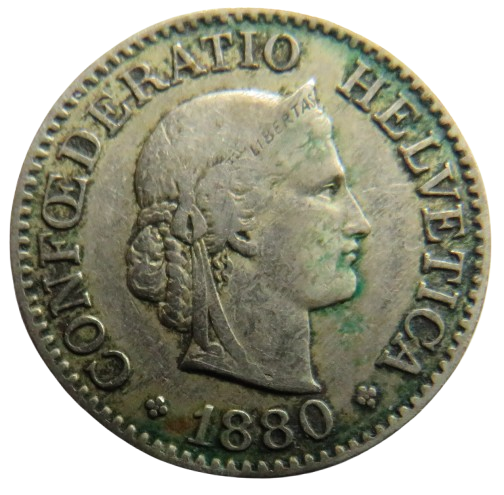 1880 Switzerland 10 Rappen Coin